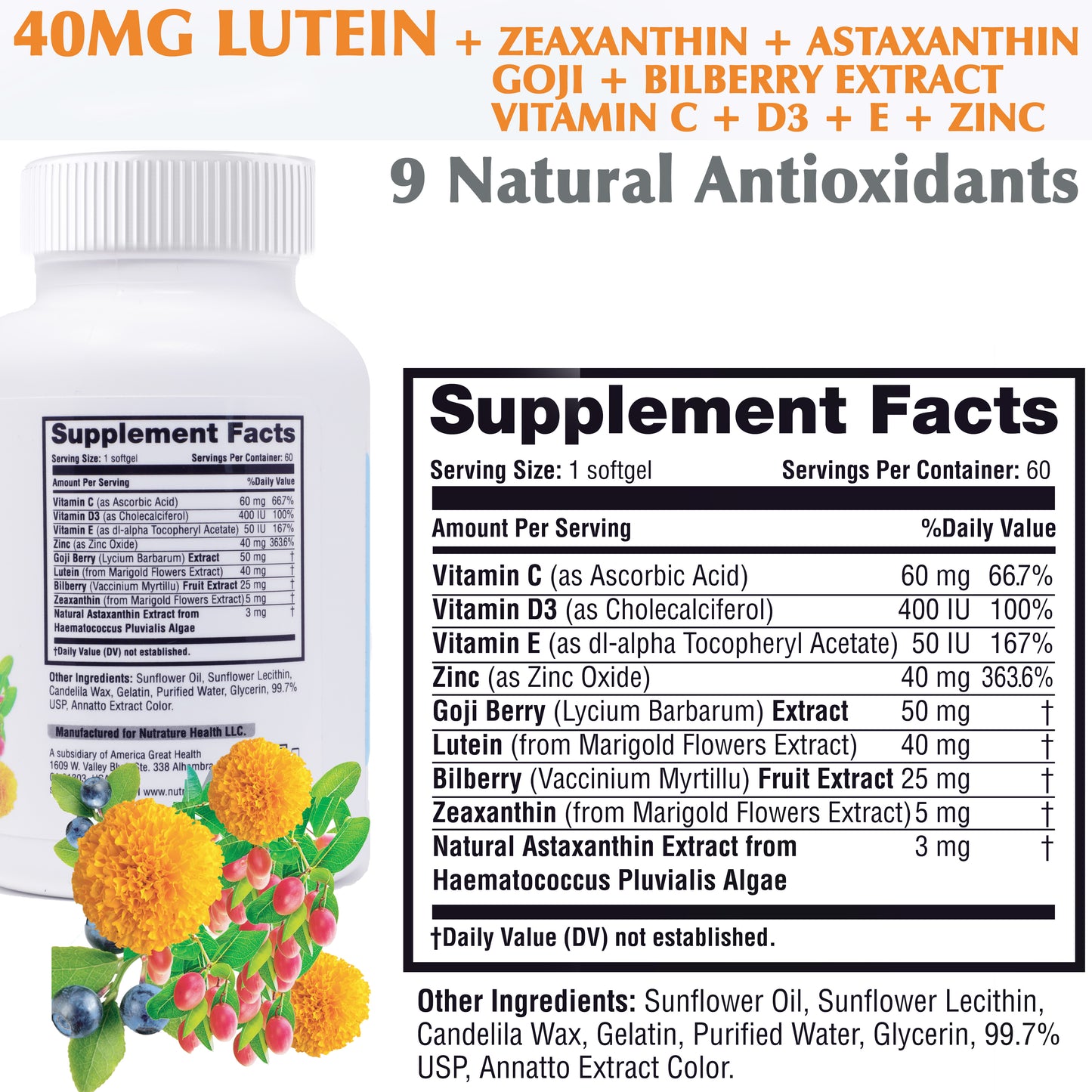 Nutrature Lutein & Zeaxanthin, 60 Softgels